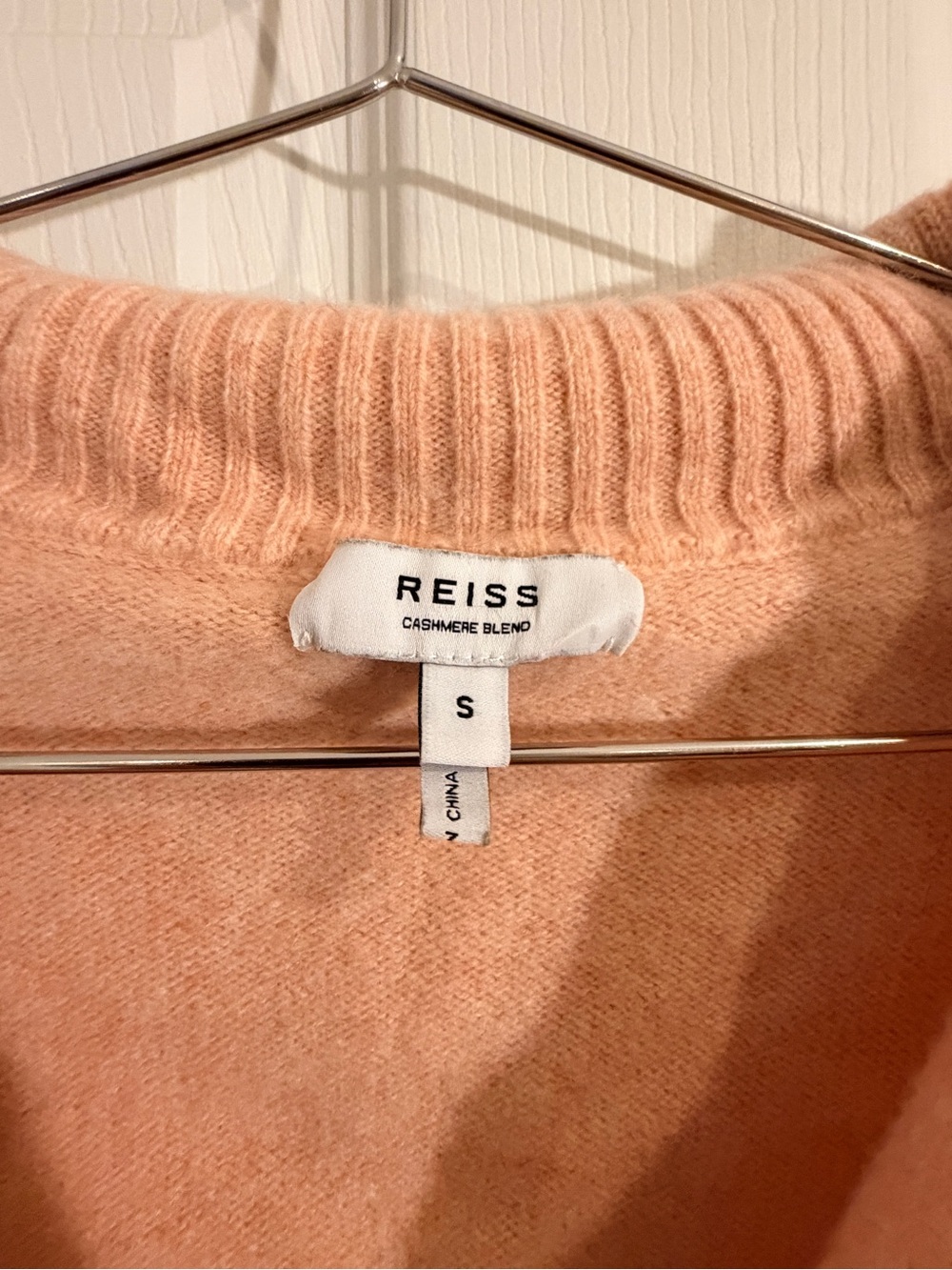 Reiss Peach Pink Cashmere-Blend Turtleneck Sweater